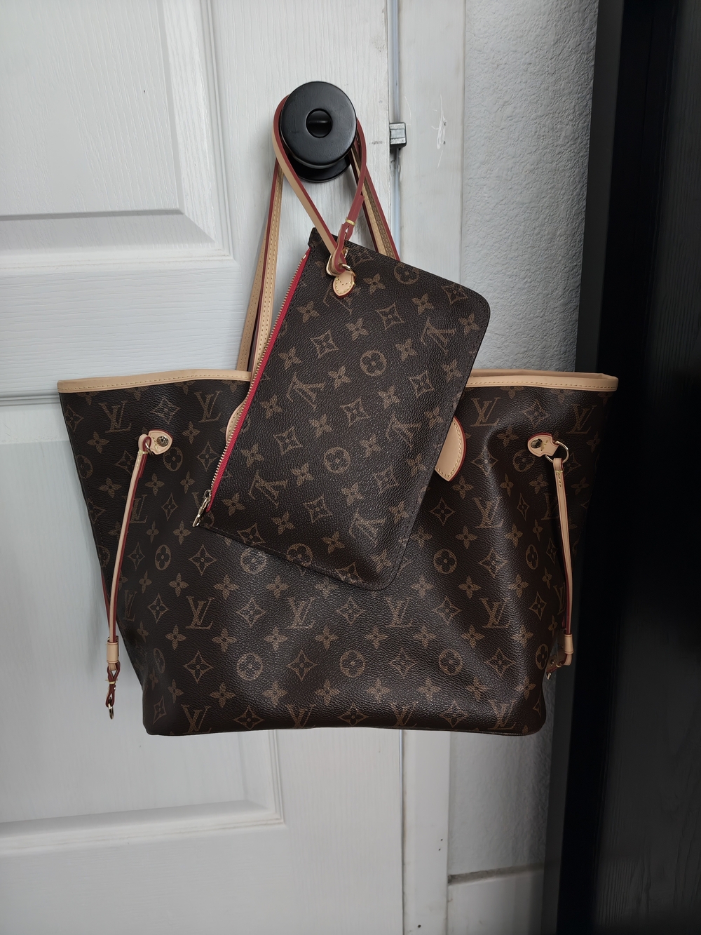 Louis Vuitton Monogram Canvas Tote with Red-Zip Pouch